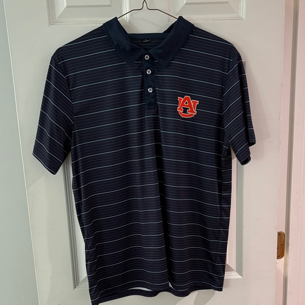 Auburn Navy Striped Polo Shirt